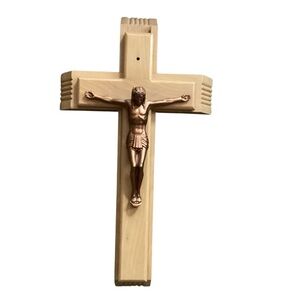 Vintage Wood Crucifix Sick Call Last Rites Wall Hanging Cross